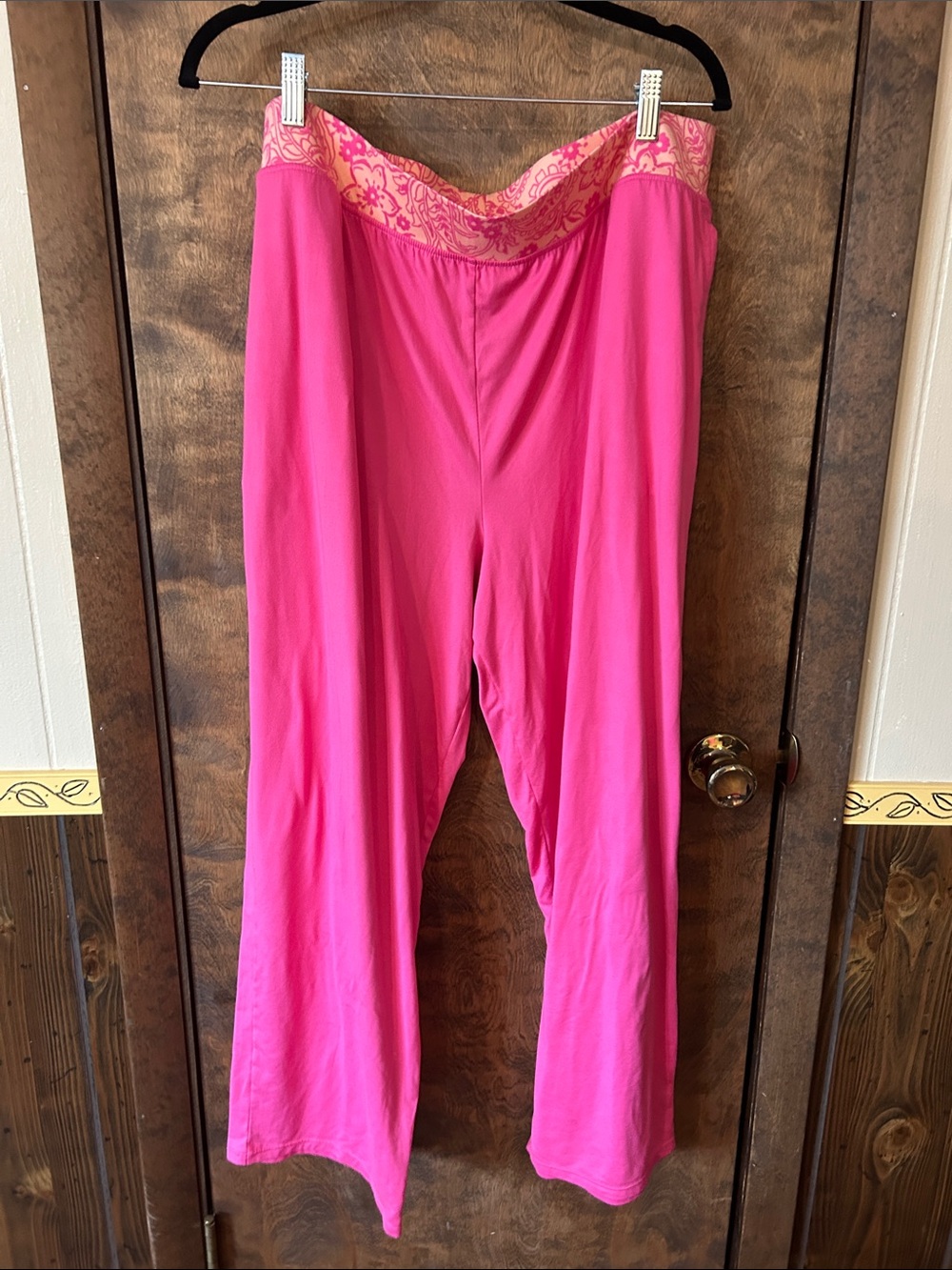 Cuddl Duds Hot Pink Pajama Pants with Patterned Waistband